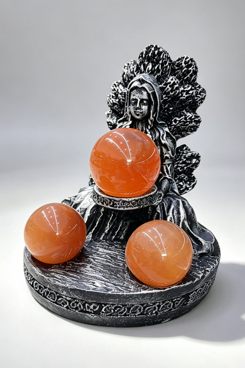3 Sphere Tree Goddess Earth Mother Resin Crystal Ball Stand Sphere Holders