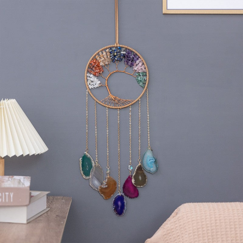 Chakra Dream Catcher Rainbow Crystal Life Tree Agate Wind Chime