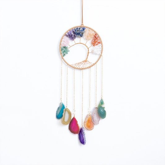 Chakra Dream Catcher Rainbow Crystal Life Tree Agate Wind Chime