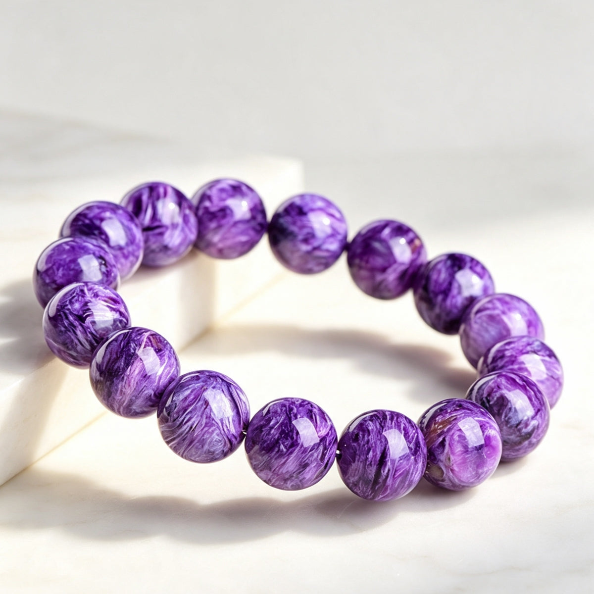 7A Grade Natural Large Granular Charoite Crystal Bracelet