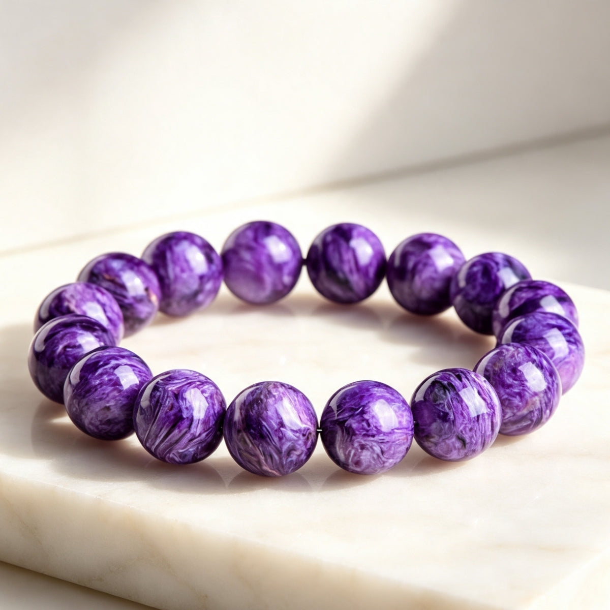 7A Grade Natural Large Granular Charoite Crystal Bracelet
