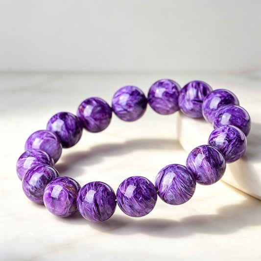 7A Grade Natural Large Granular Charoite Crystal Bracelet