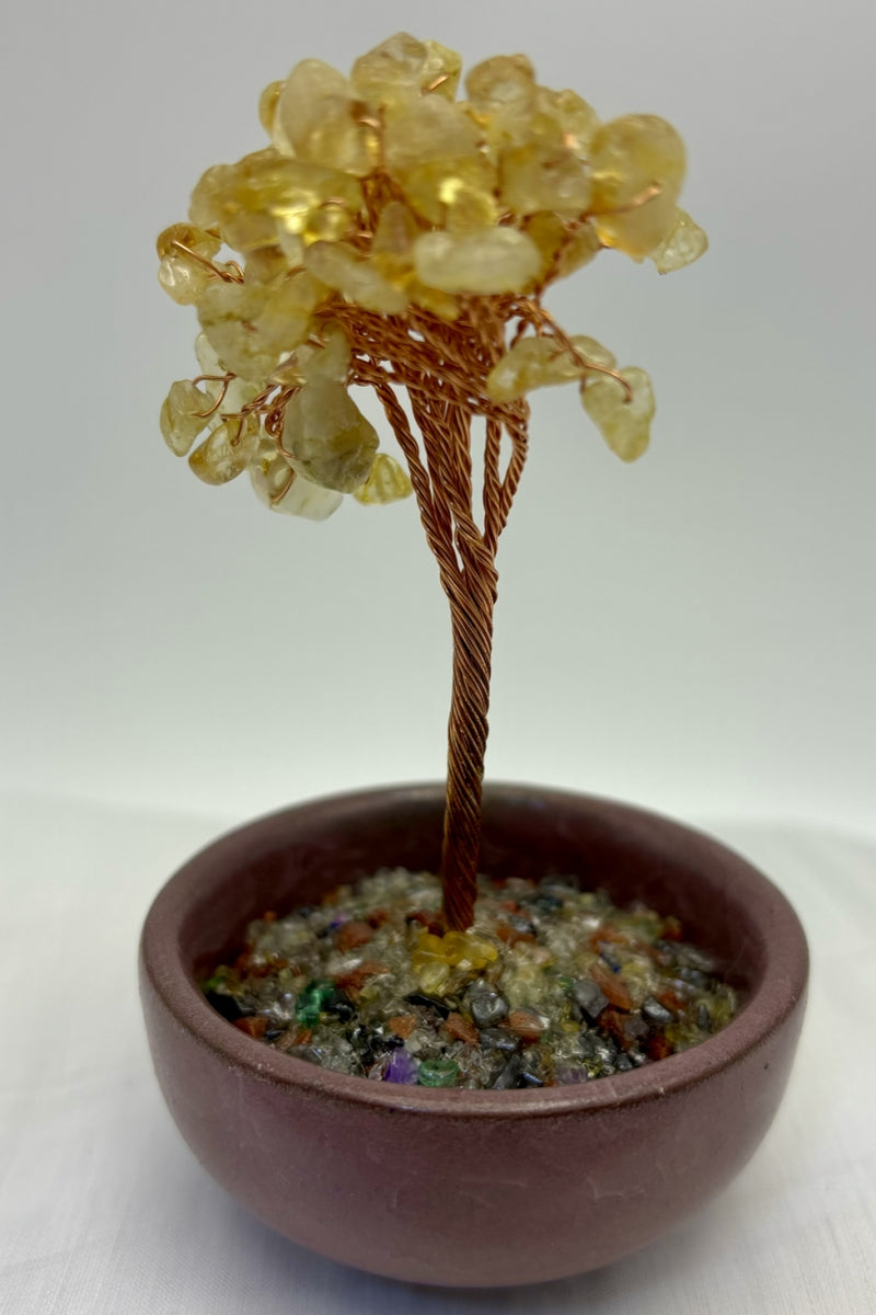 Small Crystal Money Tree Desk Decor Bonsai 3.7 Inches