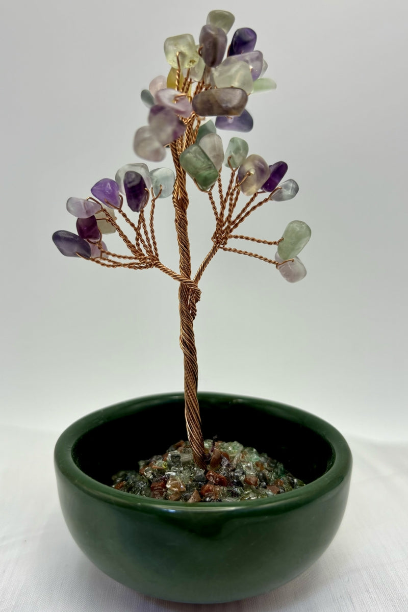 Small Crystal Money Tree Desk Decor Bonsai 3.7 Inches