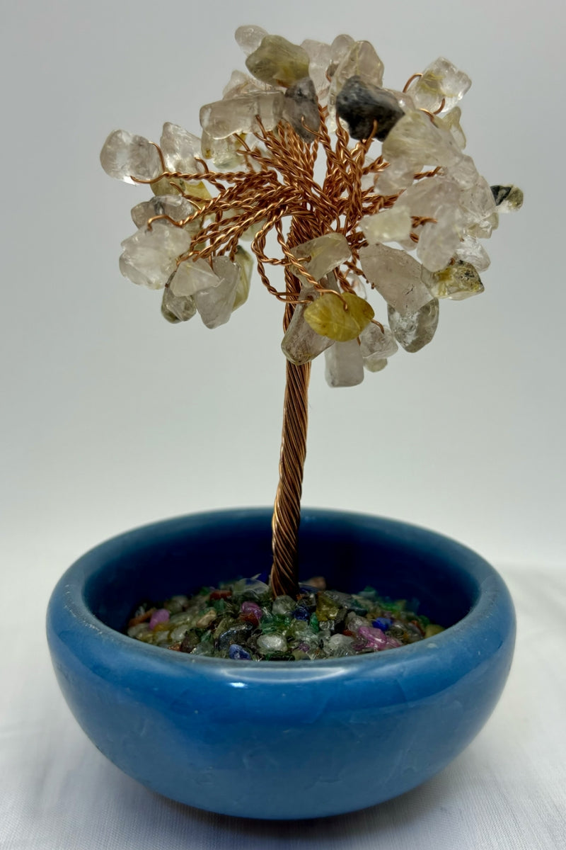 Small Crystal Money Tree Desk Decor Bonsai 3.7 Inches