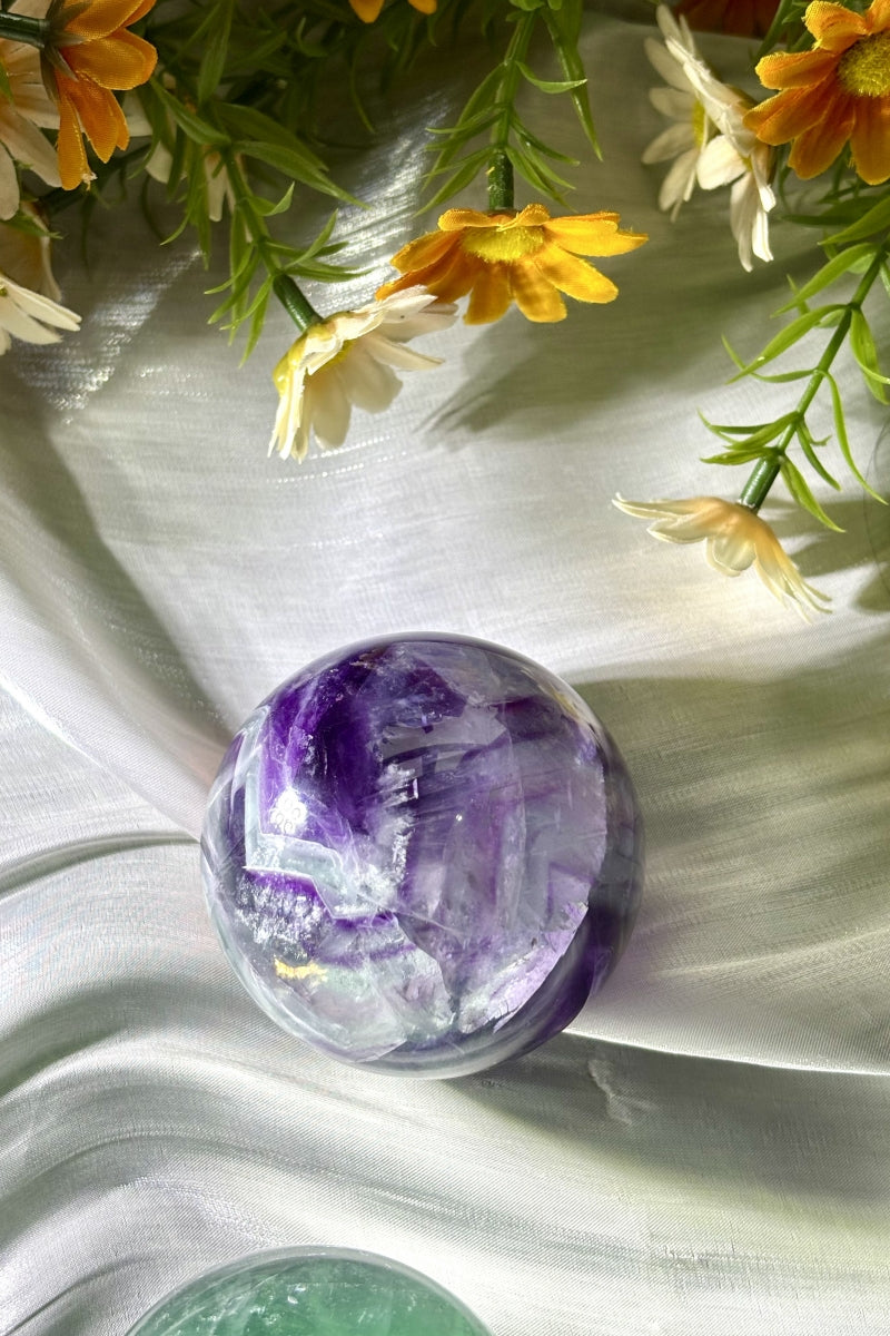 Medium Rainbow Fluorite Spheres Natural Healing Crystal Balls 2.36"
