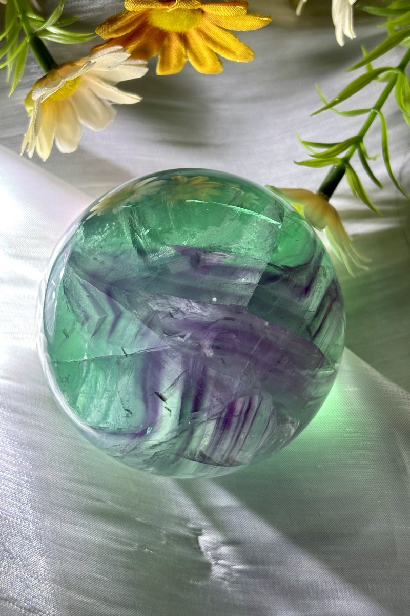 Medium Rainbow Fluorite Spheres Natural Healing Crystal Balls 2.36"