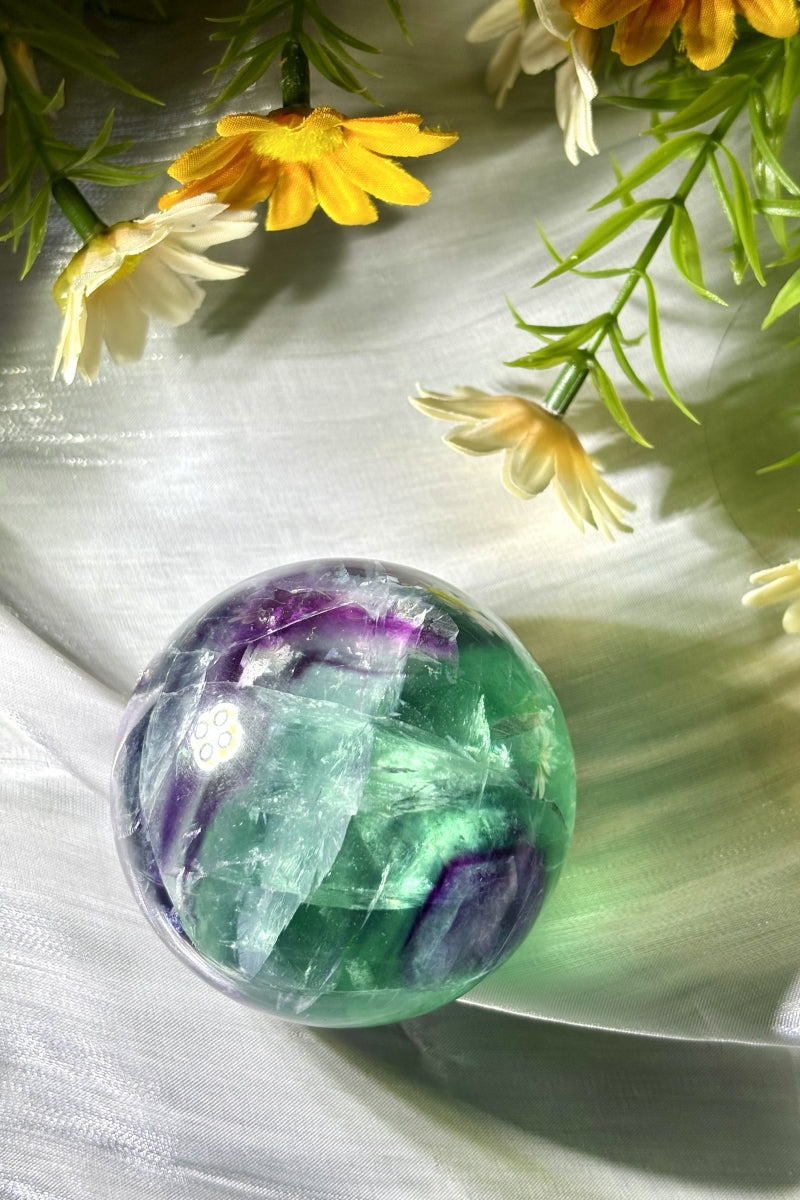 Medium Rainbow Fluorite Spheres Natural Healing Crystal Balls 2.36"