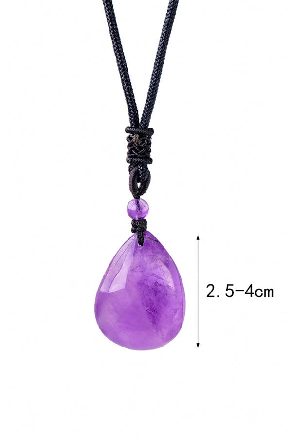 Natural Brazil Amethyst Necklace Crystal Tear Drop Pendant Choker