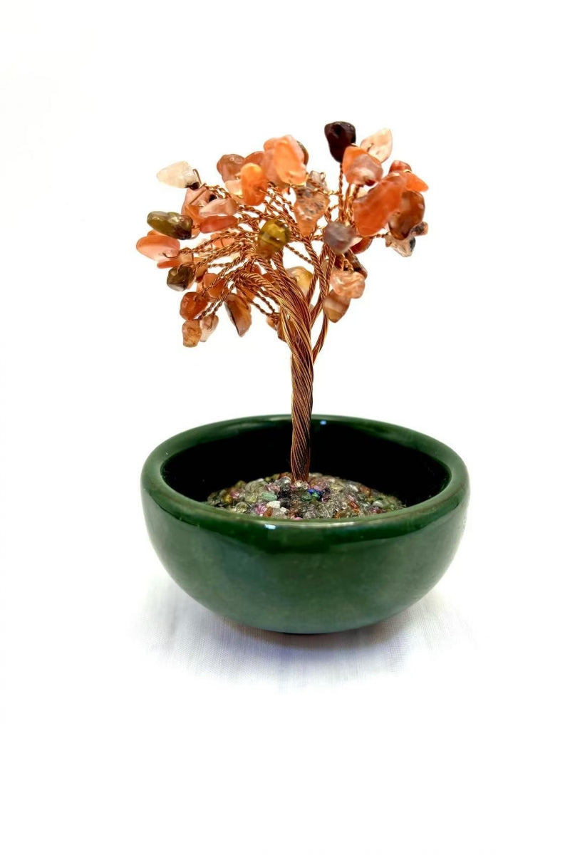 Small Crystal Money Tree Desk Decor Bonsai 3.7 Inches