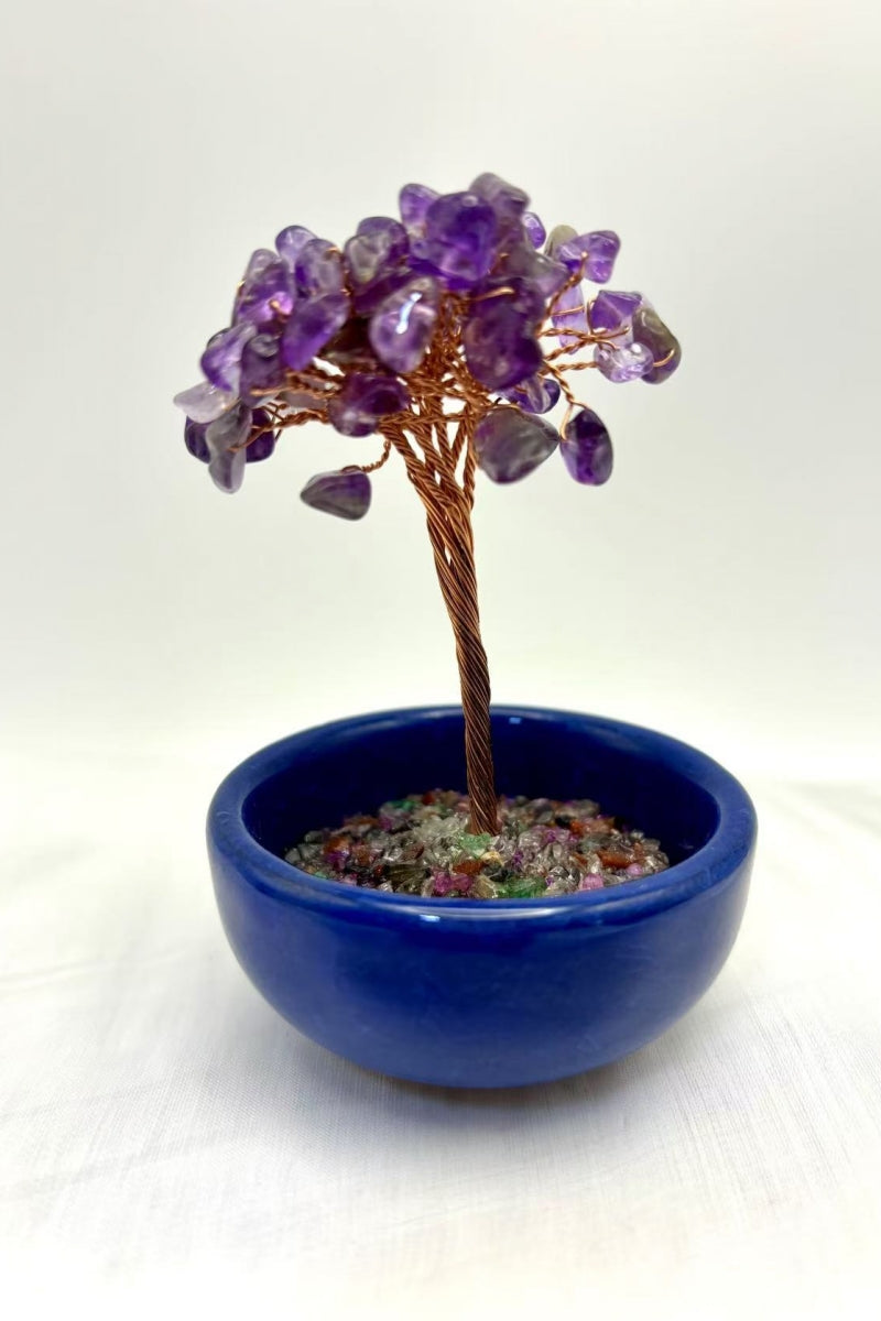 Small Crystal Money Tree Desk Decor Bonsai 3.7 Inches