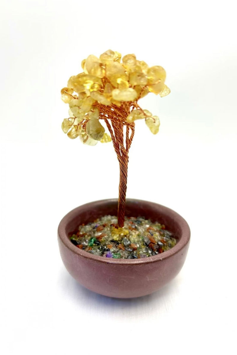 Small Crystal Money Tree Desk Decor Bonsai 3.7 Inches