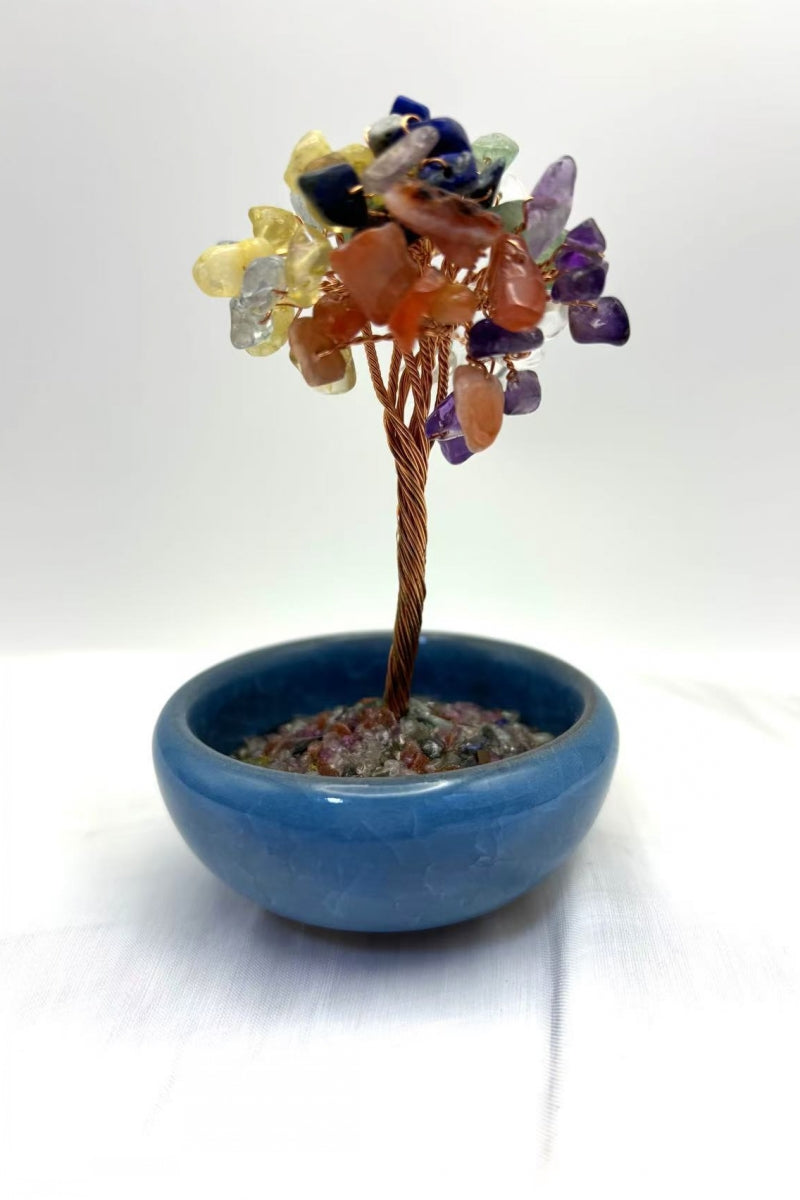 Small Crystal Money Tree Desk Decor Bonsai 3.7 Inches