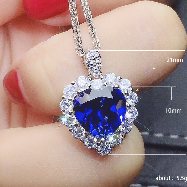 A Sapphire Blue Heart-Shaped Necklace