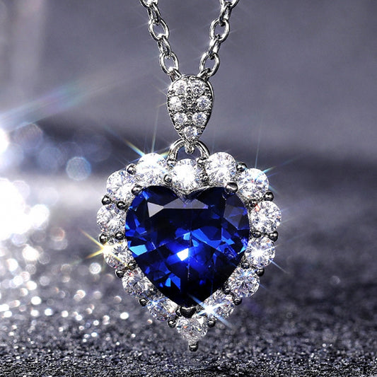 A Sapphire Blue Heart-Shaped Necklace