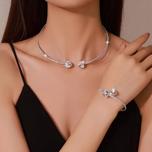 A Stylish Exquisite Drop-Shaped Neck Chain and Bracelet Set