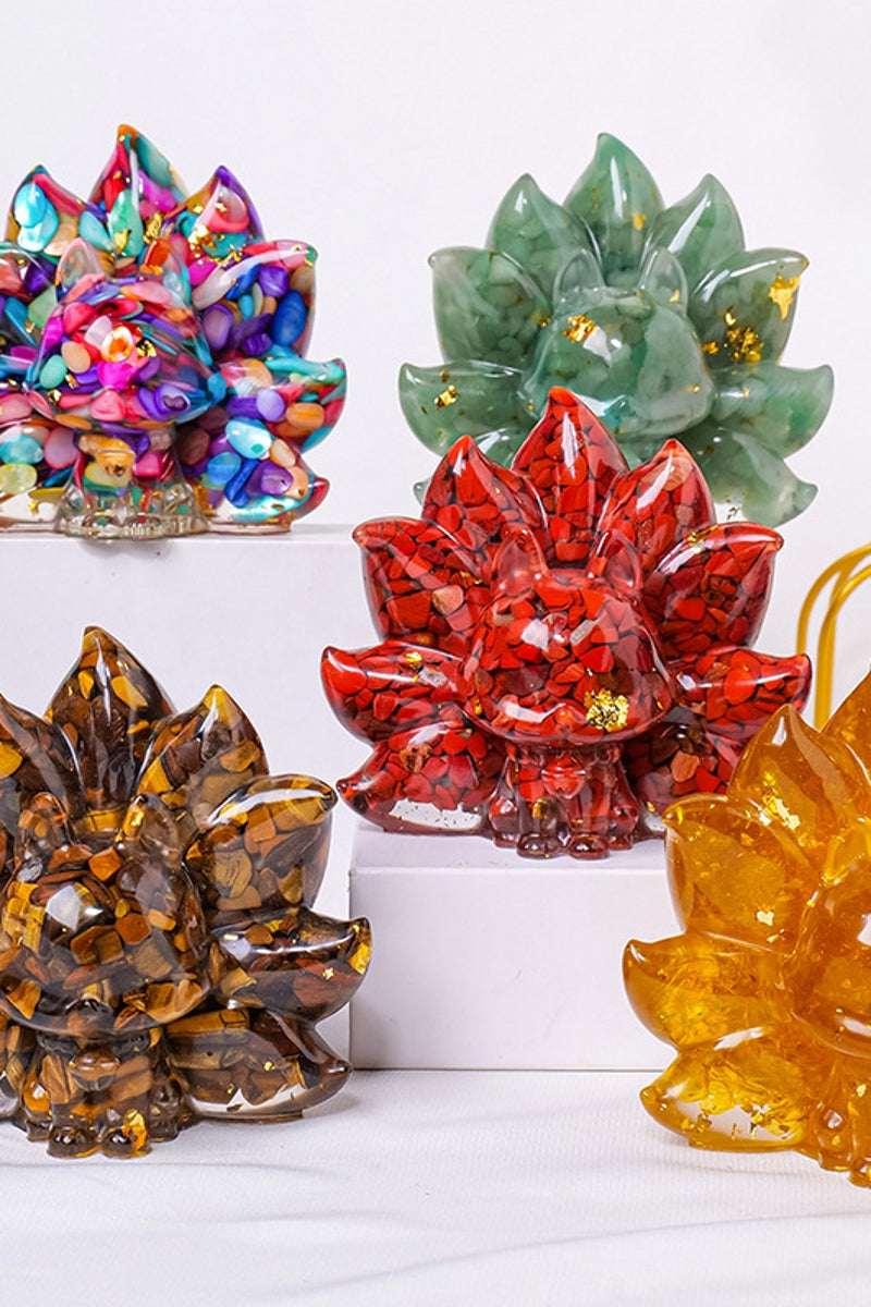Adorable Natural Crystal Nine Tailed Fox Doll Sets for Home Decor