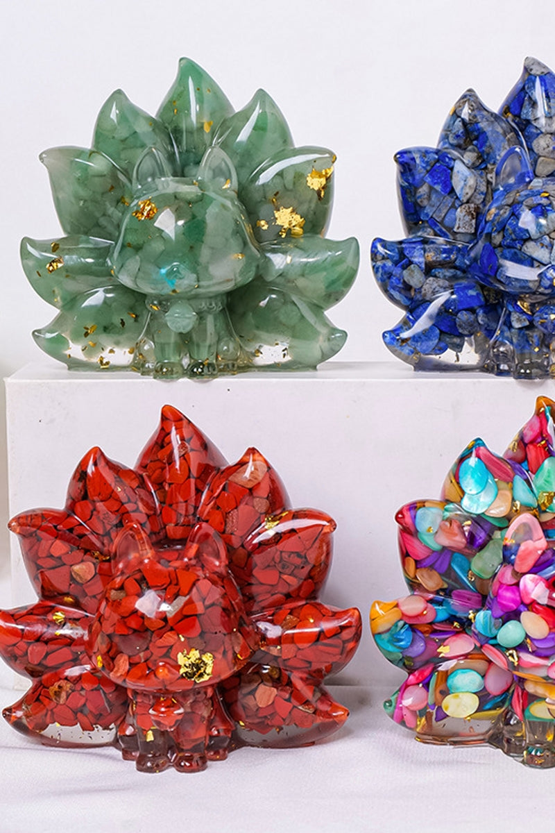 Adorable Natural Crystal Nine Tailed Fox Doll Sets for Home Decor