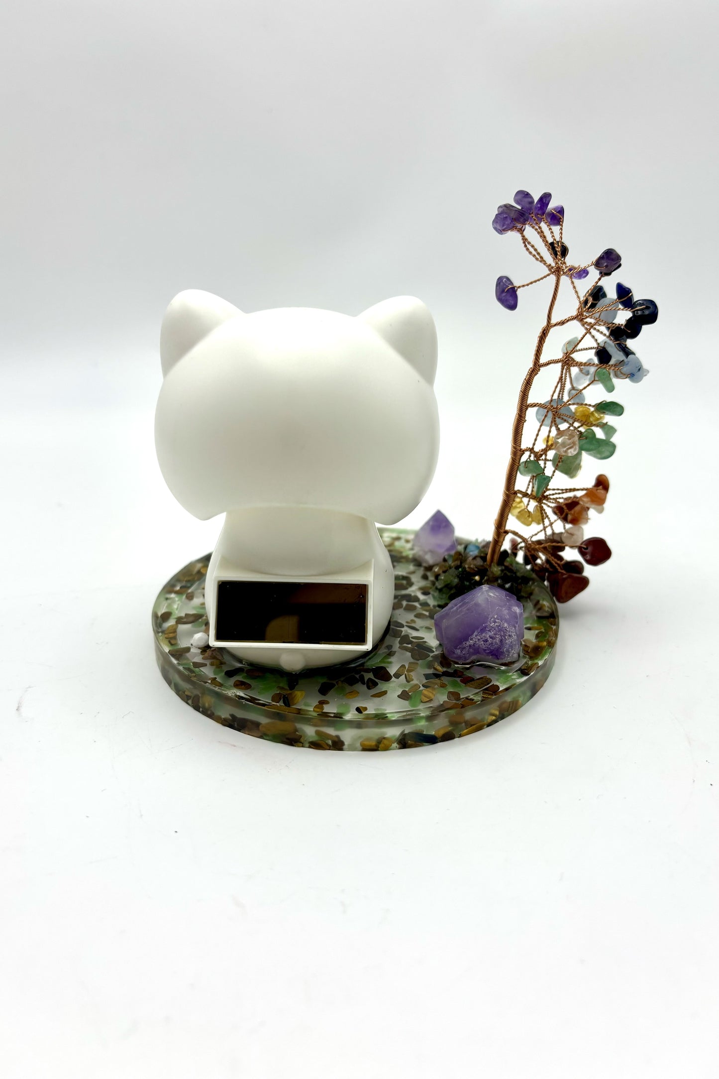 Adorable Nodding Cats Natural Crystal Chakras Trees