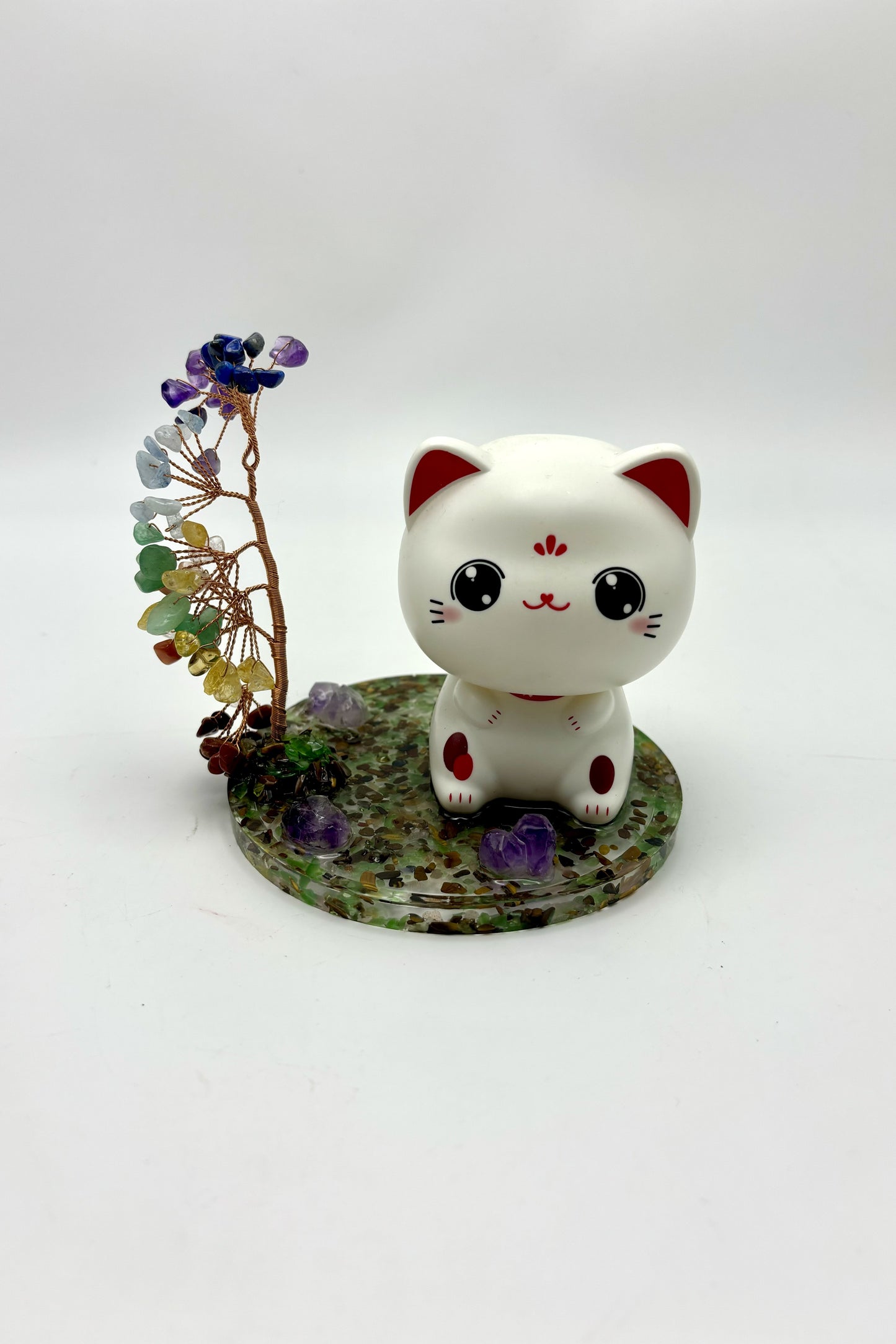 Adorable Nodding Cats Natural Crystal Chakras Trees