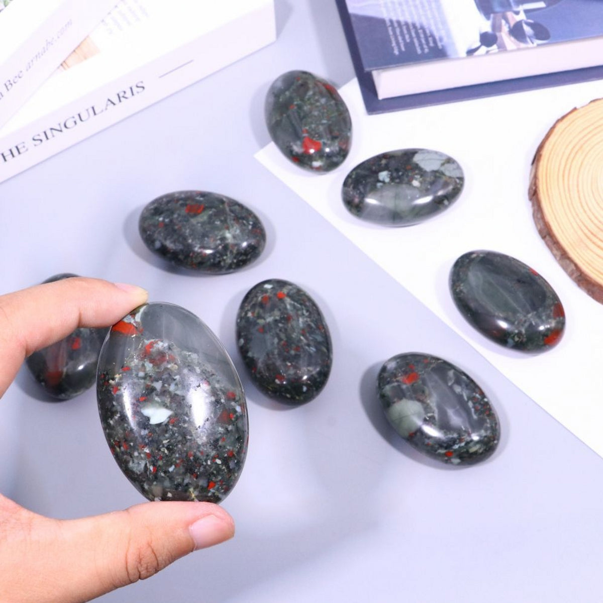 African Blood Black Obsidian Gold Obsidian Palm Stone