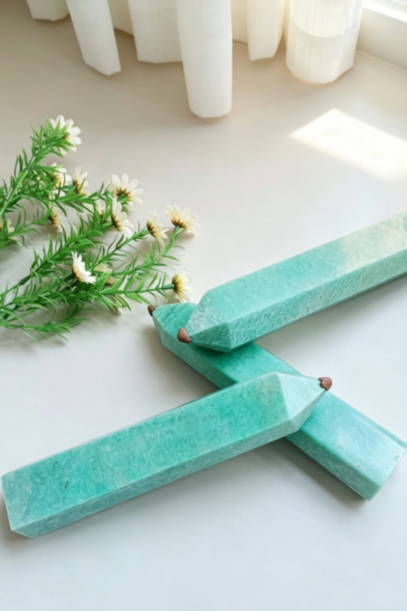Amazonite Hexahedral Towers in Medium Size 8.86" Tall