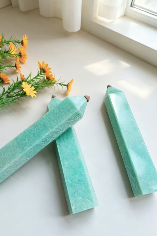 Amazonite Hexahedral Towers in Medium Size 8.86" Tall