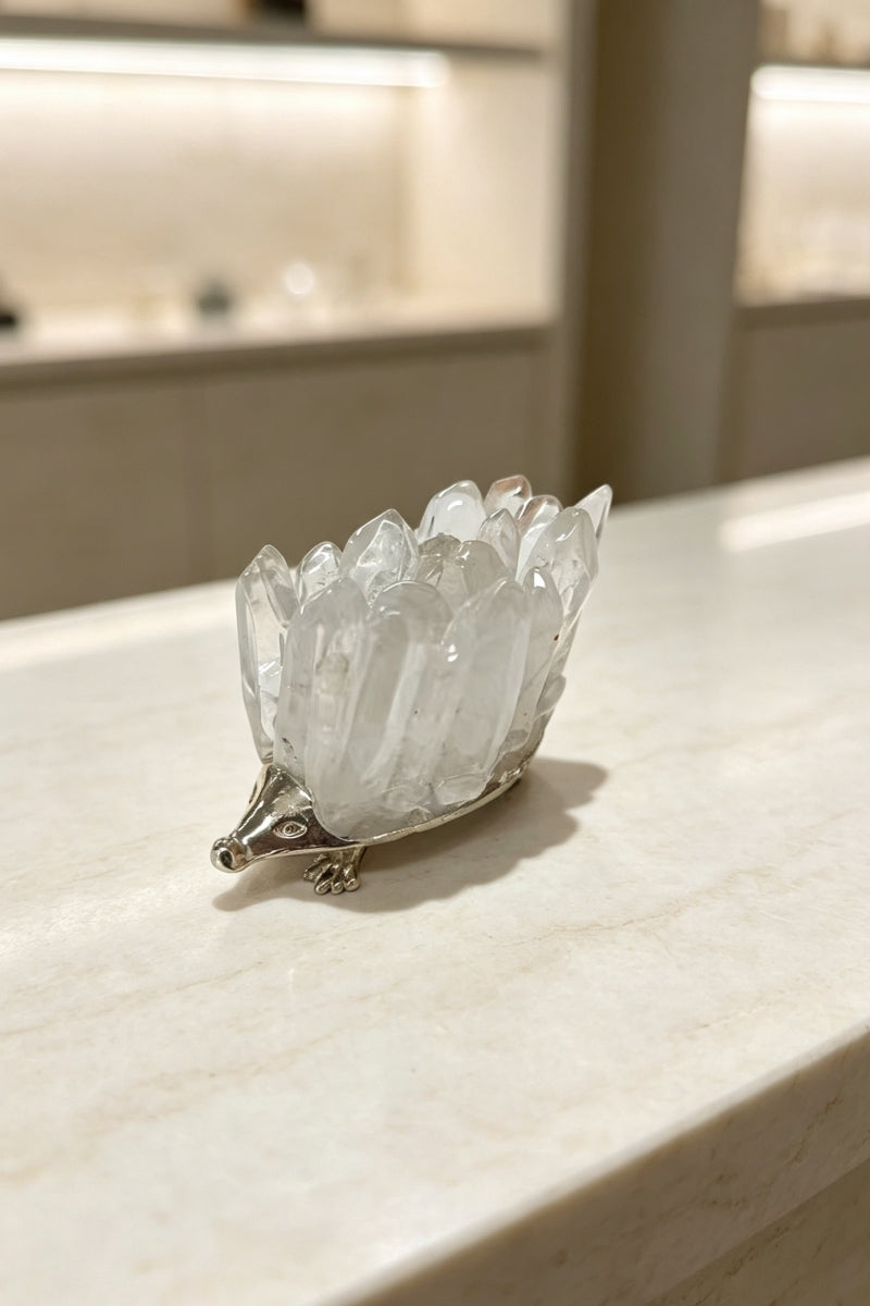 Amethyst Clear Quartz Kyanite Crystal Point Hedgehog DIY Figurine