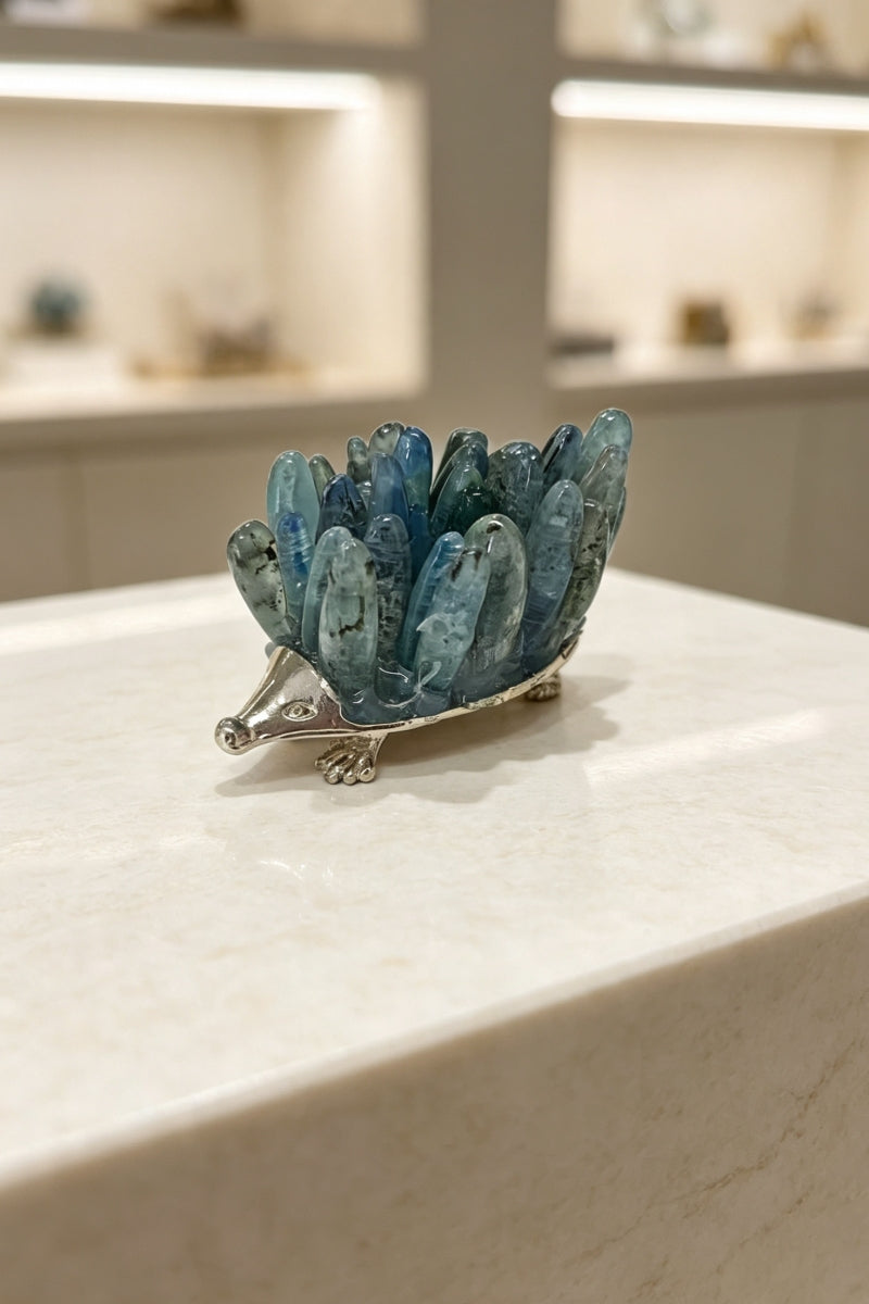 Amethyst Clear Quartz Kyanite Crystal Point Hedgehog DIY Figurine