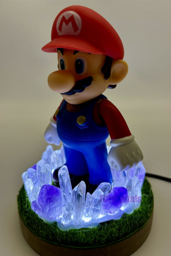 Amethyst & Clear Quartz Mario Lamp Table Decoration for Bedroom