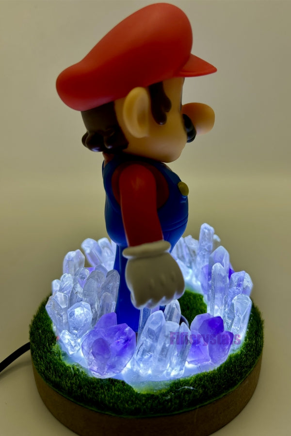 Amethyst & Clear Quartz Mario Lamp Table Decoration for Bedroom