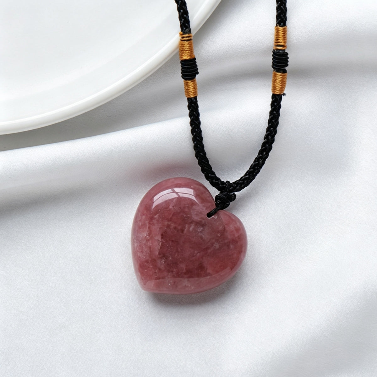 Amethyst Green Aventurine Red Strawberry Heart Pendant Necklace