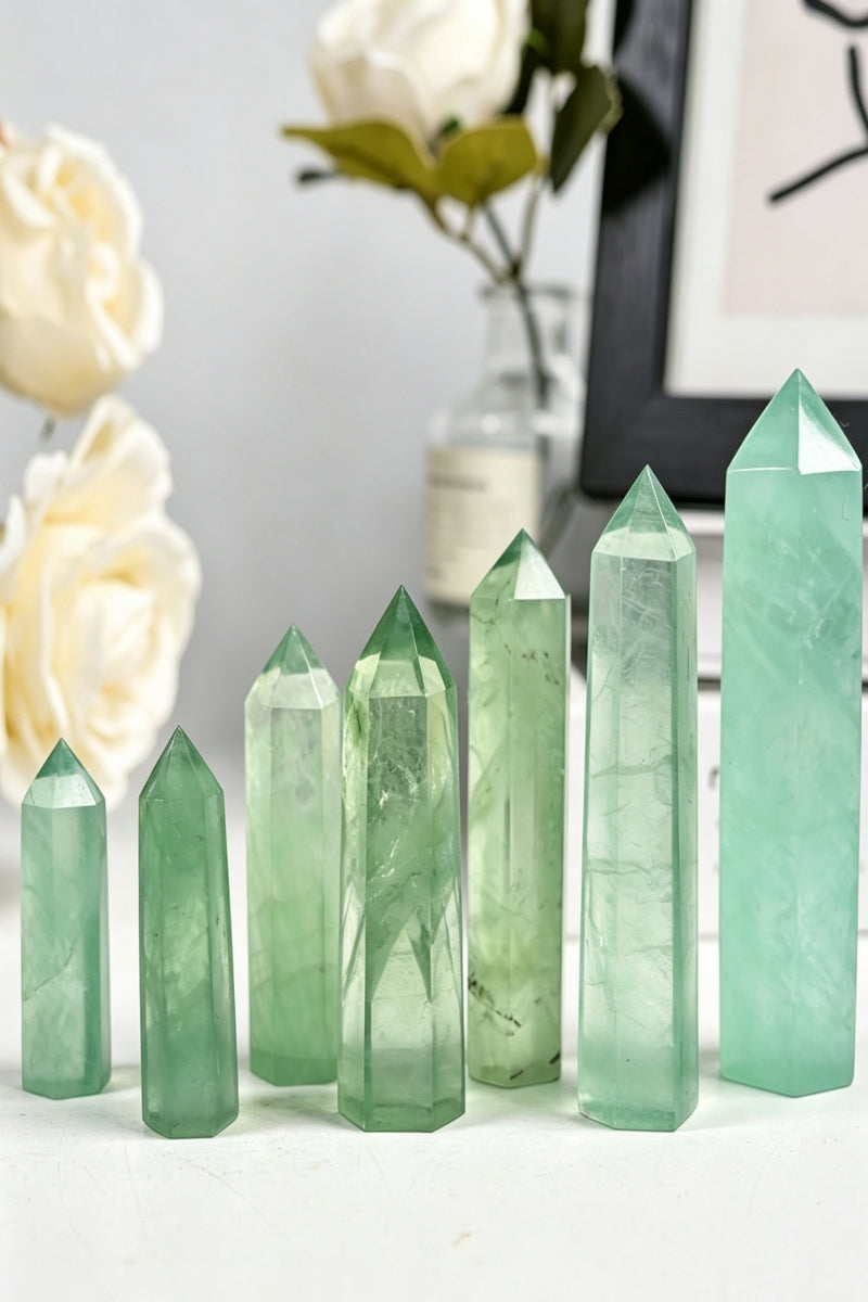 Apple Green Fluorite Crystal Towers Tall 1.57"-3.94"