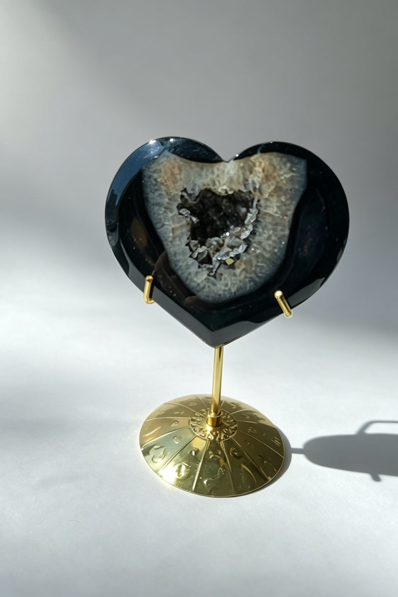 Black Agate Heart with Free Holders