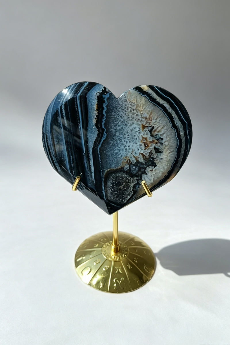 Black Agate Heart with Free Holders