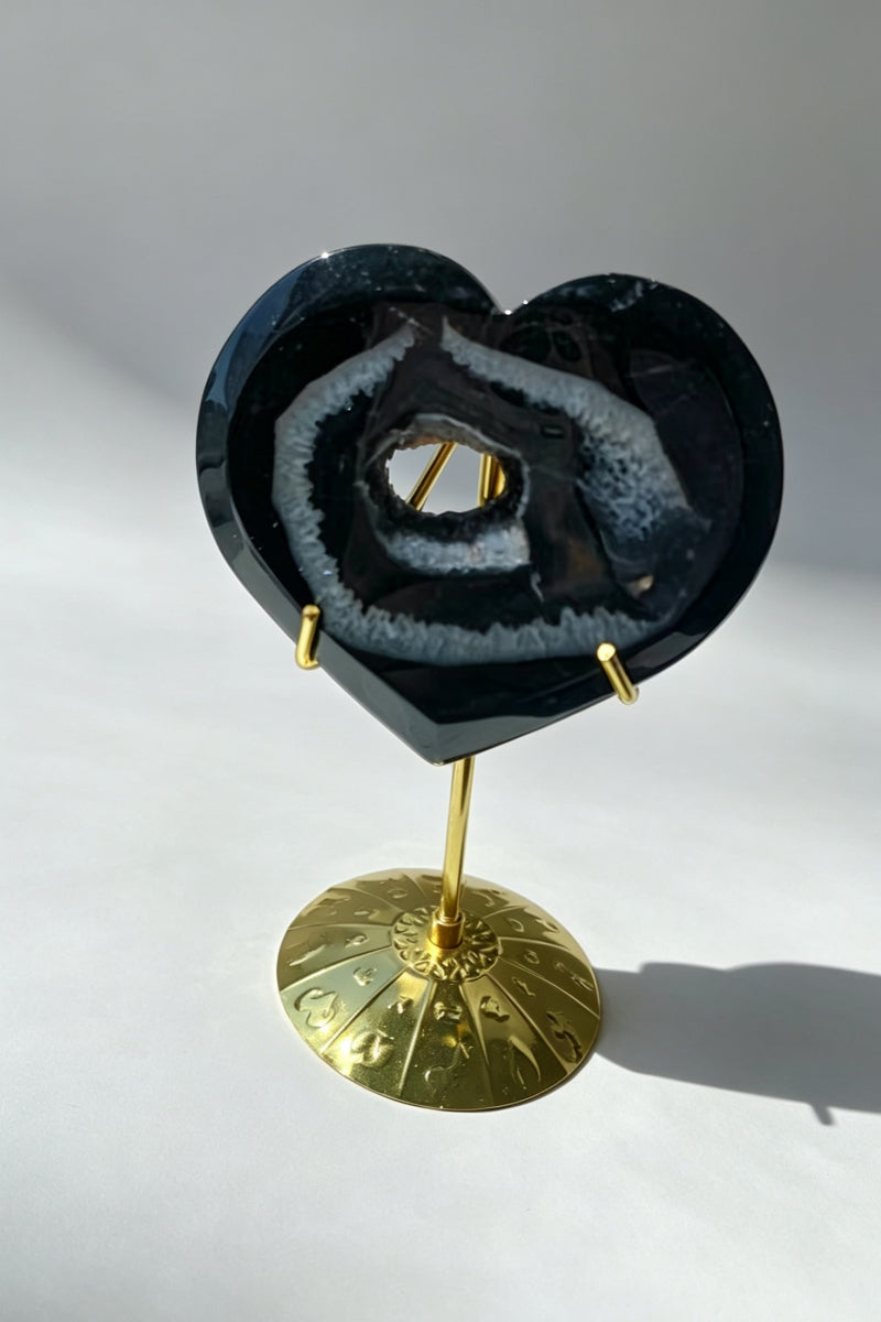 Black Agate Heart with Free Holders