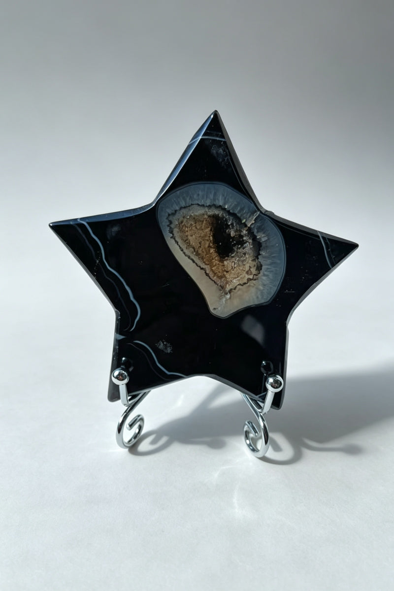 Black Agate Star with Free Holders