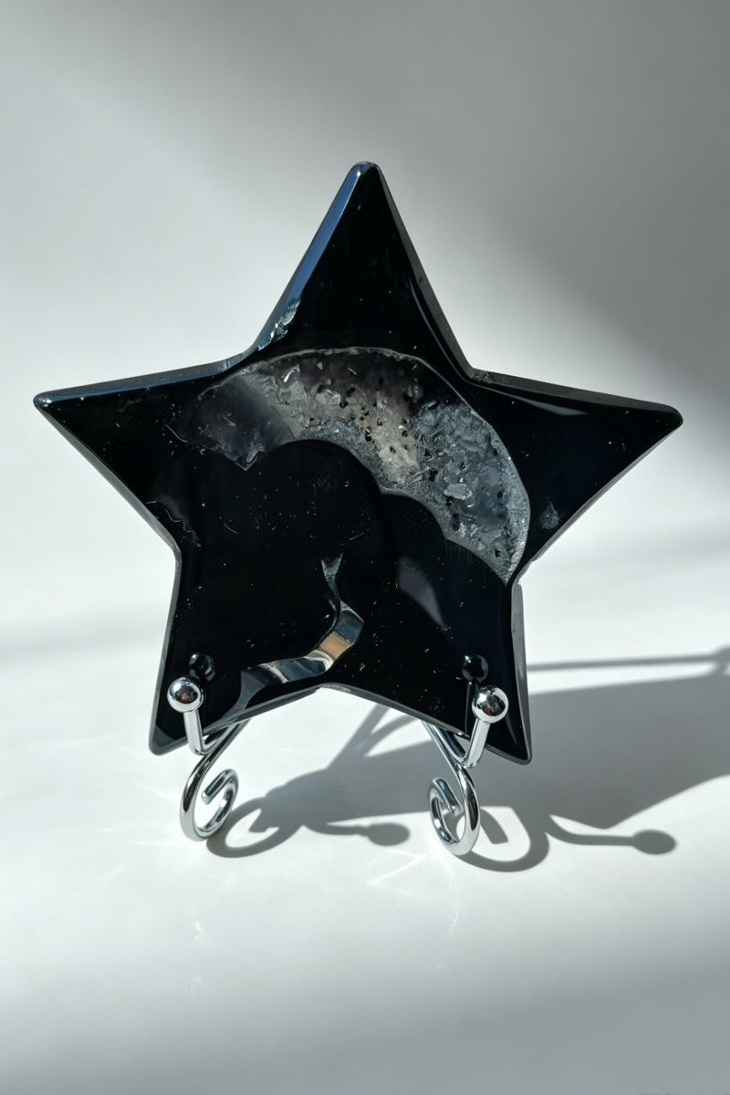 Black Agate Star with Free Holders