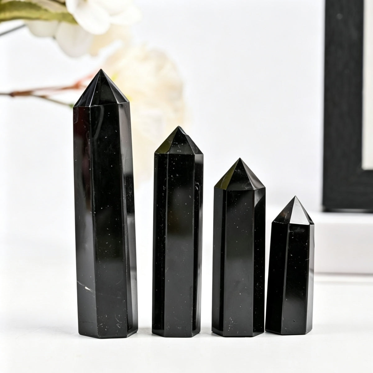 Black Obsidian Crystal Towers Tall 1.57"-3.94"