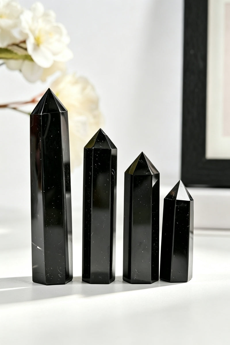 Black Obsidian Crystal Towers Tall 1.57"-3.94"