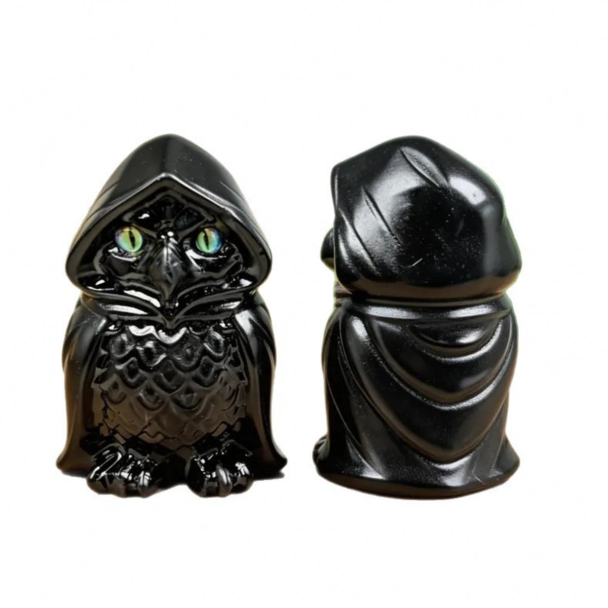 Black Obsidian Owl Halloween Carving 2.36"