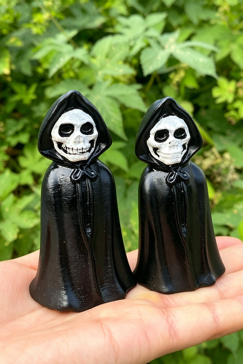 Black Obsidian Wizard Ghost Skull Halloween Gift Carvings 3.15"