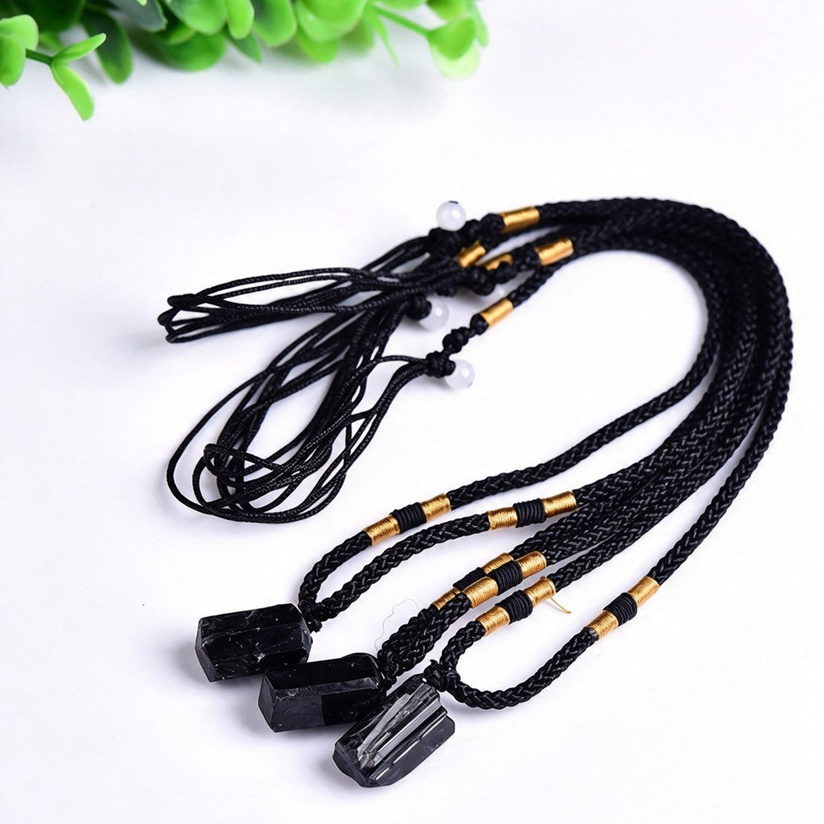 Black Tourmaline Rough Stone Pendant Necklace