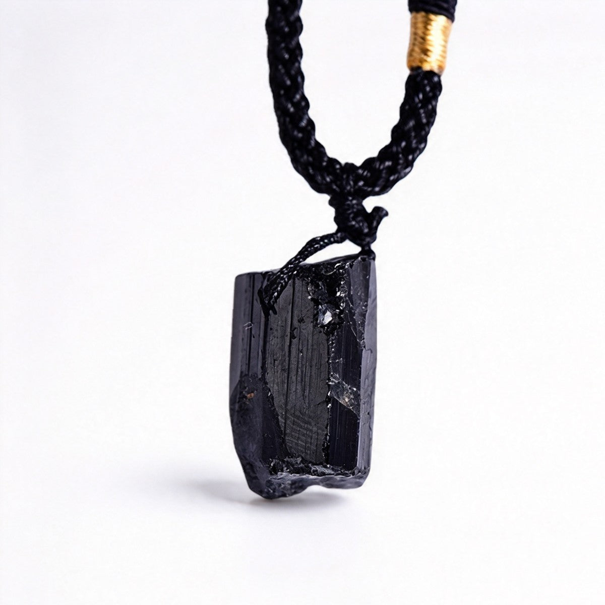 Black Tourmaline Rough Stone Pendant Necklace