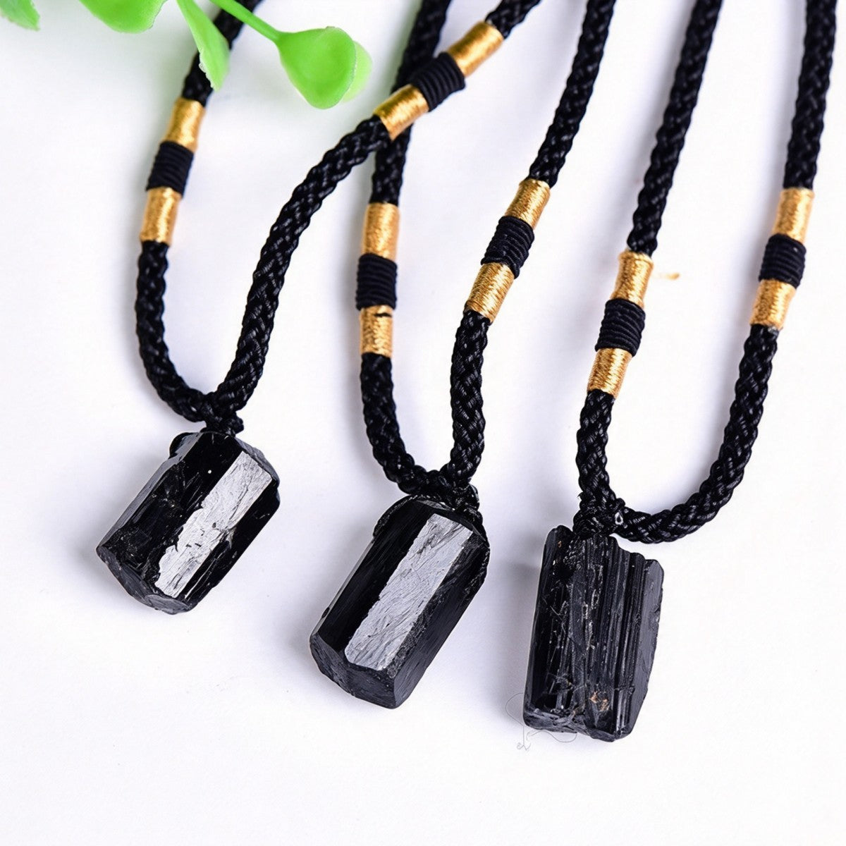 Black Tourmaline Rough Stone Pendant Necklace