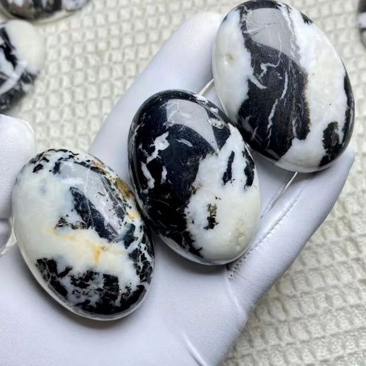 Black Zebra Tiger's Eye Caribbean Calcite Palm Stone