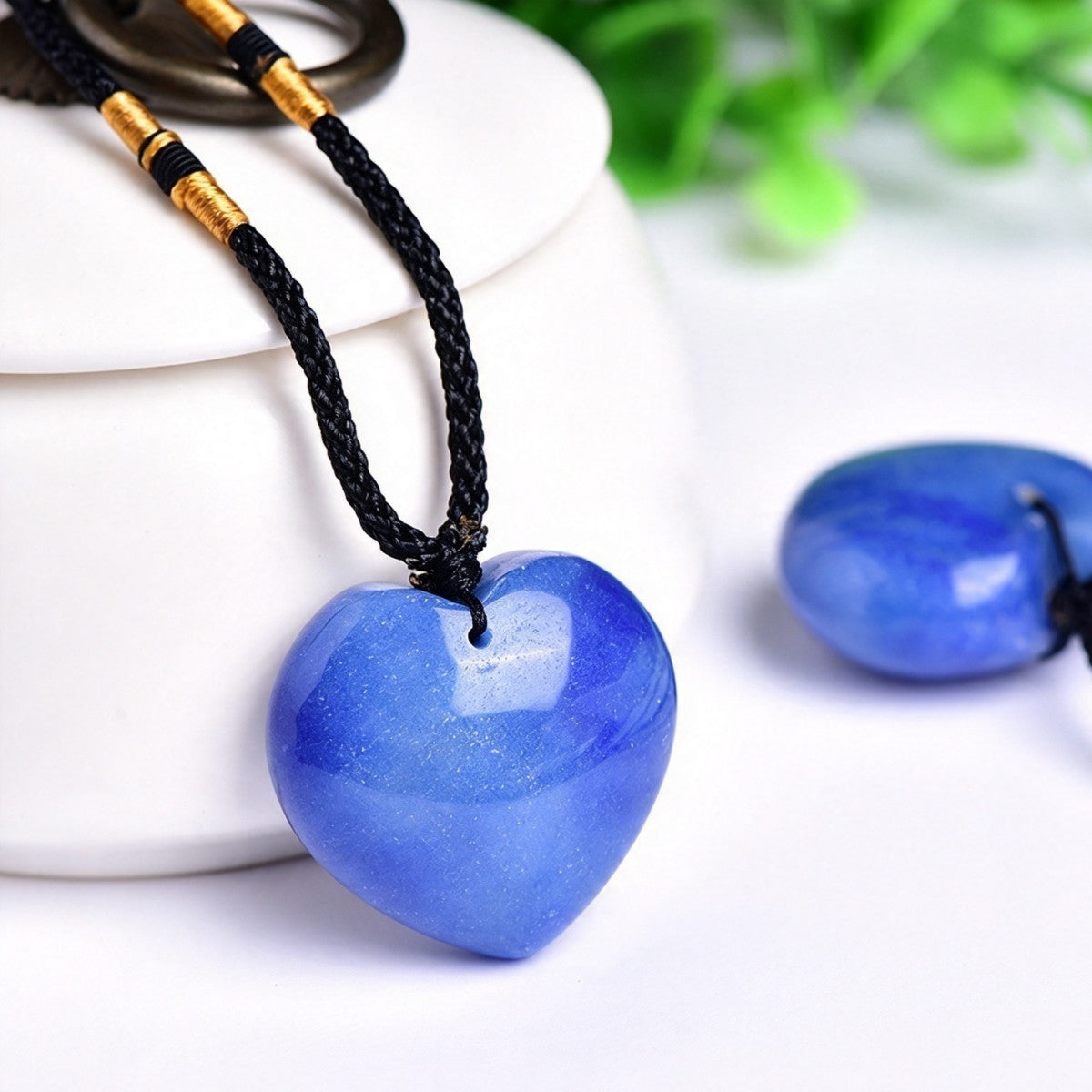 Blue Aventurine Heart Pendant Necklace