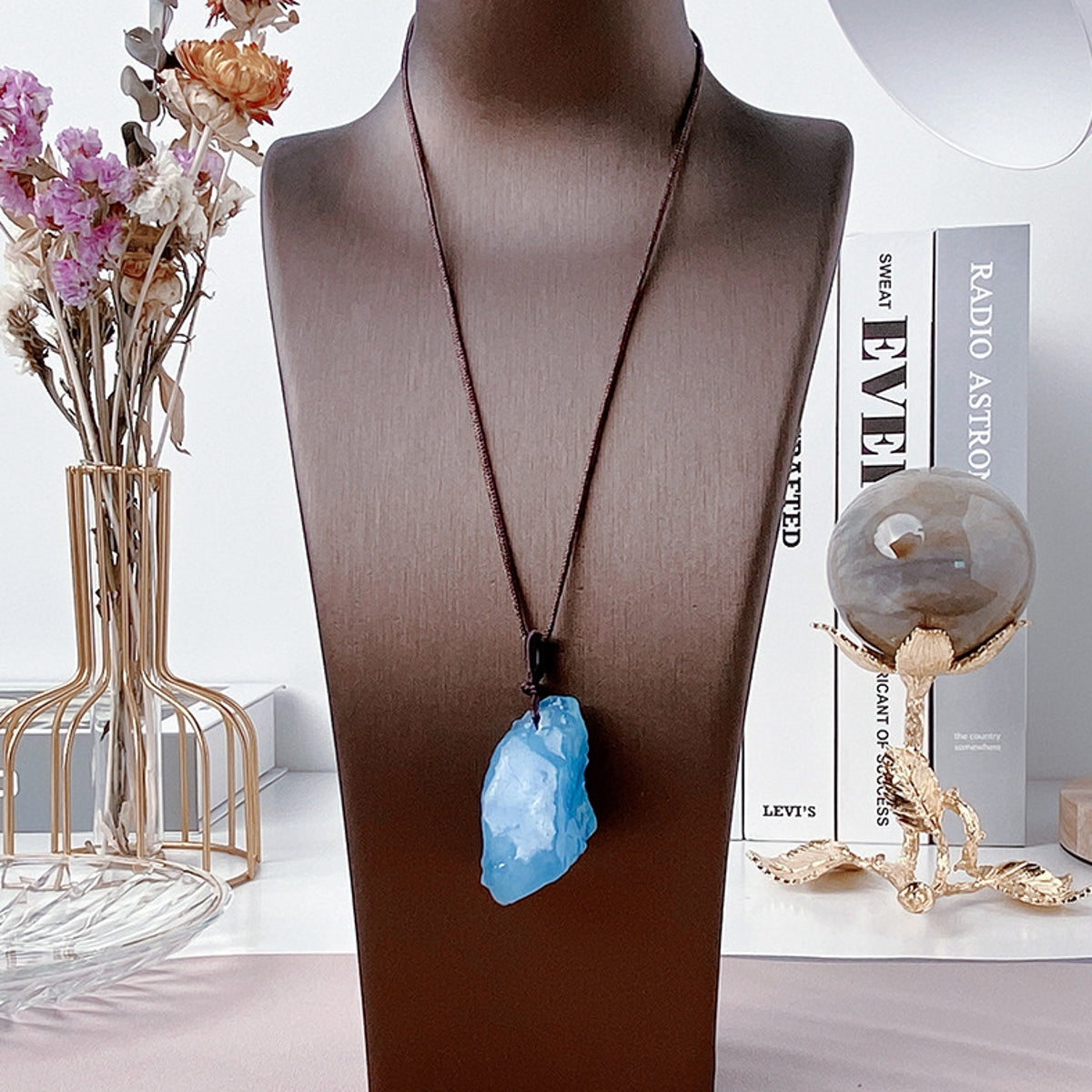 Brazilian Ice-Grade Aquamarine Crystal Rough Stone Pendant
