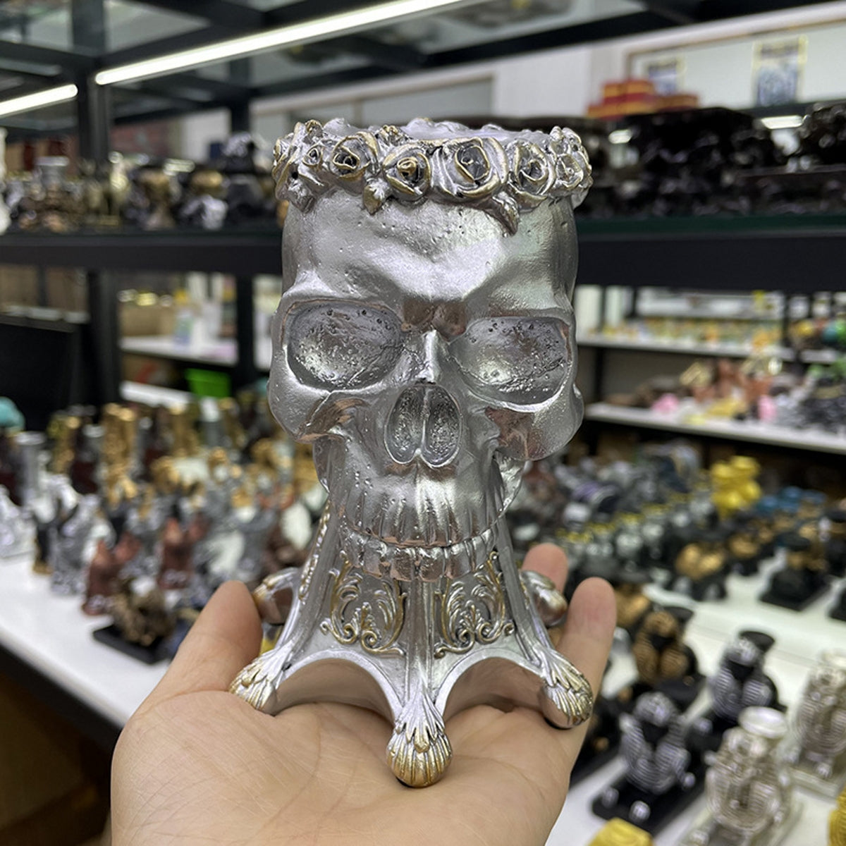 Carved Skull Resin Ball Ornament Sphere Holders