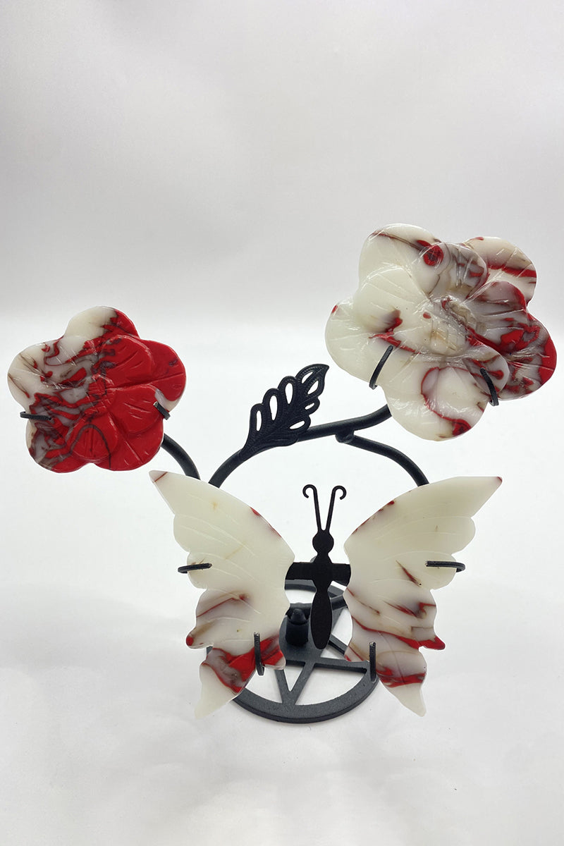 Champion Agate Butterfly Flower Set for Desk Decoration